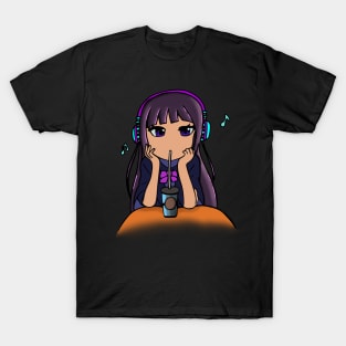Coffee Shop Girl - Lo-Fi Music Headphones - Relax & Study T-Shirt
